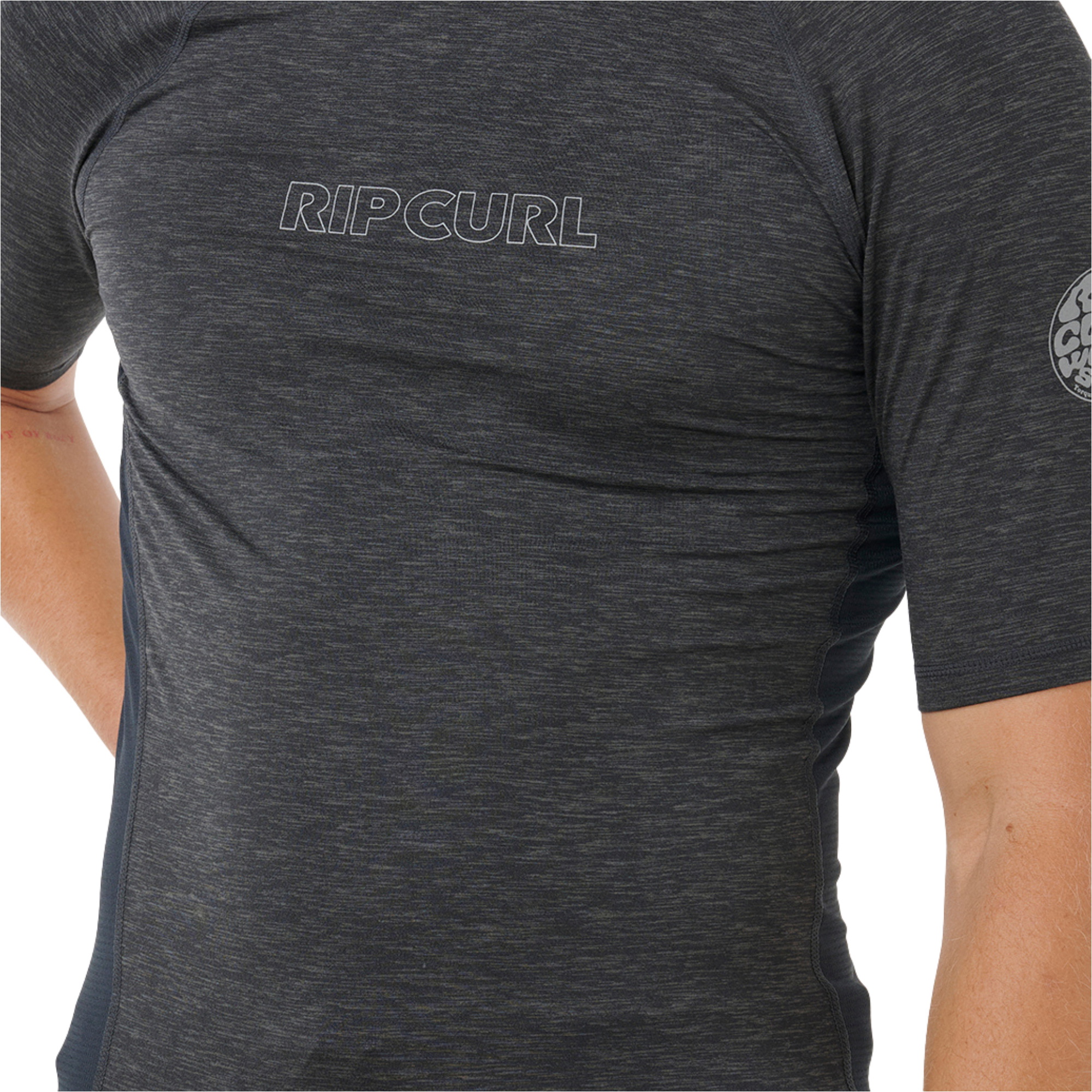 2026 Rip Curl M&auml;nner Dawn Patrol UPF Leichter Kurzarm-Schutzweste Aus Lycra 193MRV - Black Marle